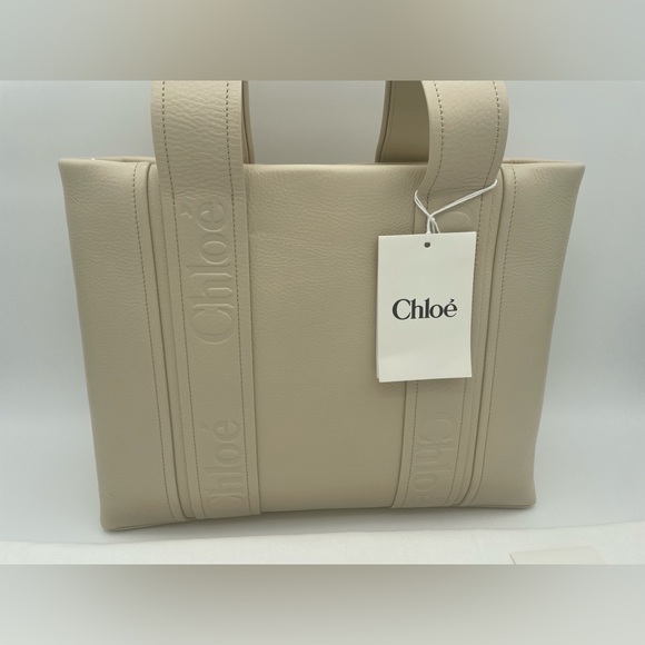$2K NEW CHLOE LEATHER LOGO MEDIUM WOODY TOTE BAG PURSE AUTHENTIC NWT! - Picture 6 of 13